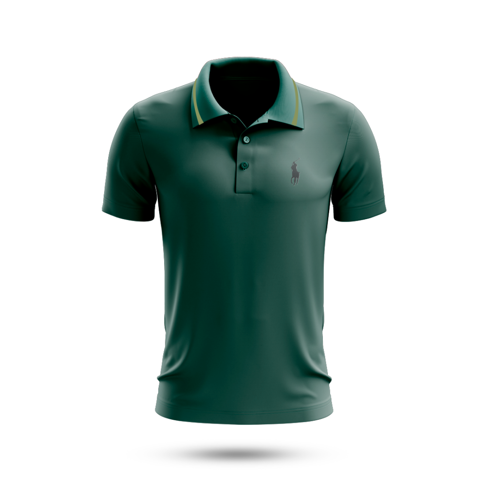 Men’s Green Polo Shirt – Premium Fabric | Turn-Down Collar & Half Sleeves