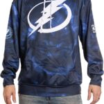 Unisex Blue Pullover Hoodie – Lightning Design | Fully Printed & Stylish