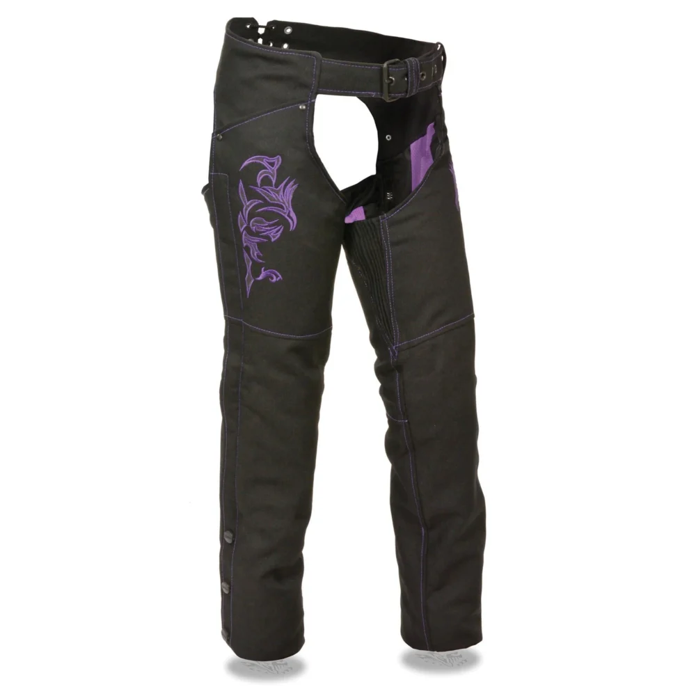 Women’s Leather Chaps & Pants – Stylish Purple Design | Biker & Western Wear