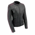 Women’s Purple Leather Jacket – Stylish Biker Jacket with Rhinestone Detailing | Casual & Trendy