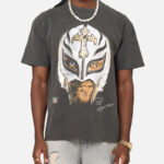 Culture Kings X WWE Rey Mysterio Big Head Heavyweight T-Shirt Black Wash
