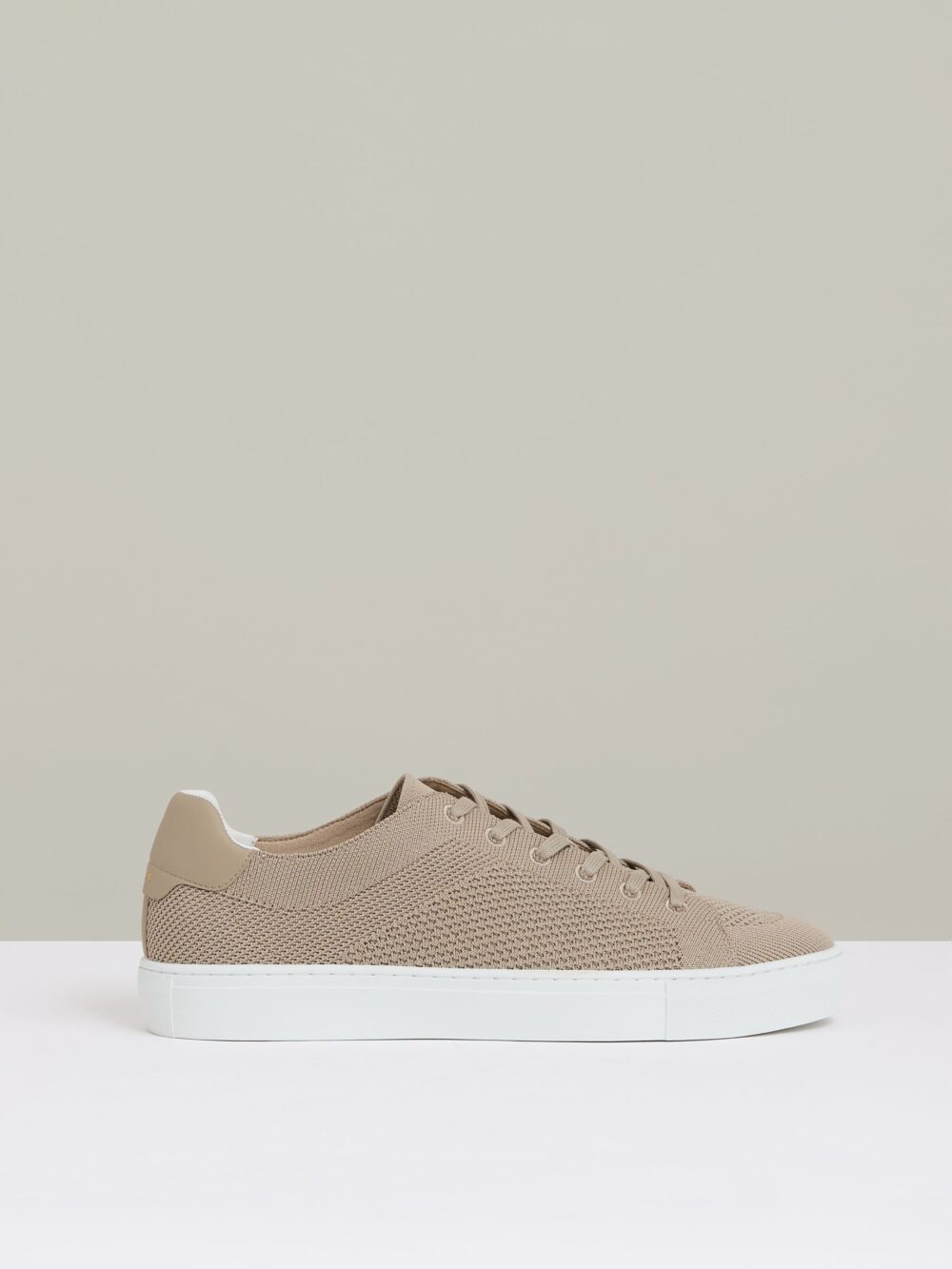 Knitted Low Top Trainers in Light Khaki