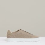 Knitted Low Top Trainers in Light Khaki