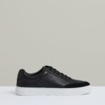 Leather Low Top Trainers in Black