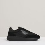 Leather Suede Running Trainers in All Black