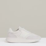 Leather Suede Running Trainers in White