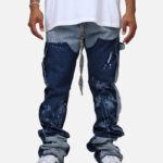 Lifted Anchors "Venus" Floral Stacked Denim Jeans Blue Wash
