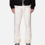 MNML B660 Paisley Stud Twill Flare Denim Jeans Ivory