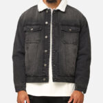 Saint Morta Sherpa Boxy Denim Jacket Black Shadow
