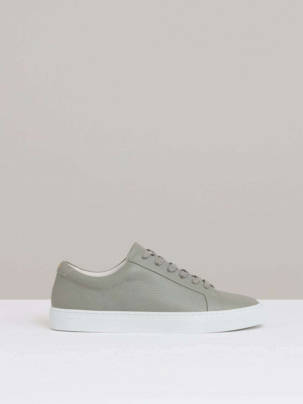 Tumbled Leather Trainers in Mint Green